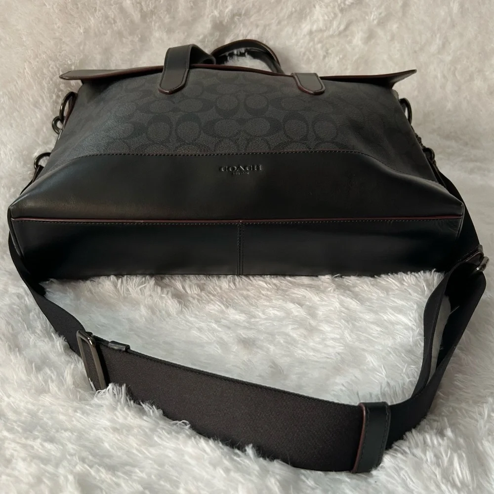 Coach Leather Hamilton Portfolio Brief Briefcase Laptop Signature Monogram Bag